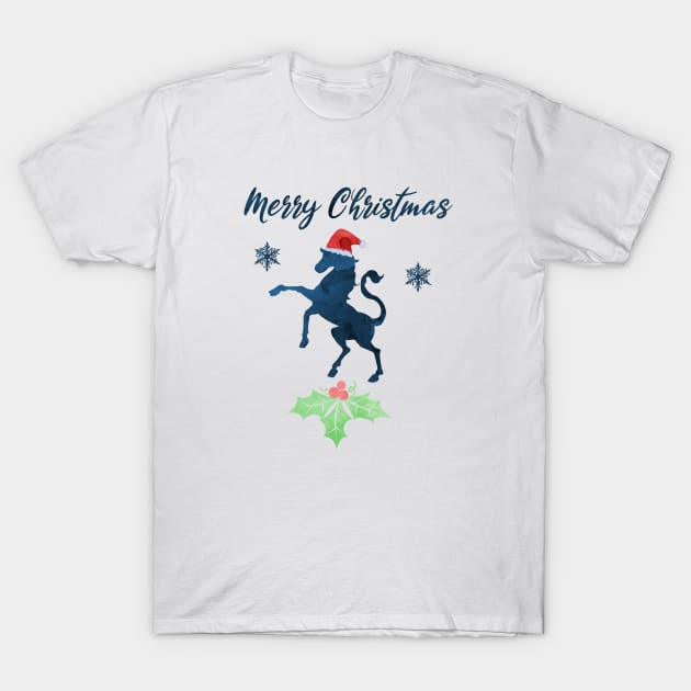 Christmas Horse Art T-Shirt by TheJollyMarten